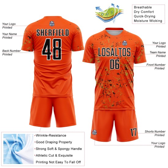 Sublimation Gold Orange Black-Old Uniform Fragment Jersey Soccer Abstract Art Custom Sublimation Gold Orange Black-Old Uniform Fragment Jersey Soccer Abstract Art Custom