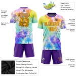 Jersey Dye Tie Custom Sublimation Soccer Uniform Gold-Purple Jersey Dye Tie Custom Sublimation Soccer Uniform Gold-Purple