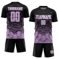 Black Soccer Custom Purple-White Sublimation Line Jersey Light Uniform