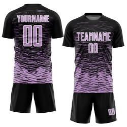 Black Soccer Custom Purple-White Sublimation Line Jersey Light Uniform Black Soccer Custom Purple-White Sublimation Line Jersey Light Uniform