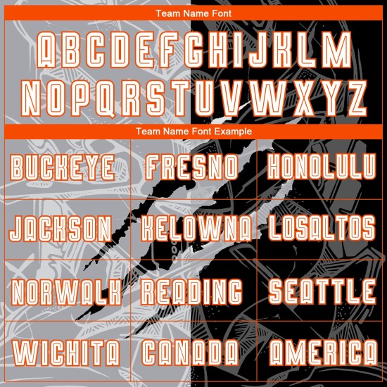 Graffiti White Scratch Black Gray-Orange Pattern Sublimation Custom Uniform Jersey Soccer Graffiti White Scratch Black Gray-Orange Pattern Sublimation Custom Uniform Jersey Soccer