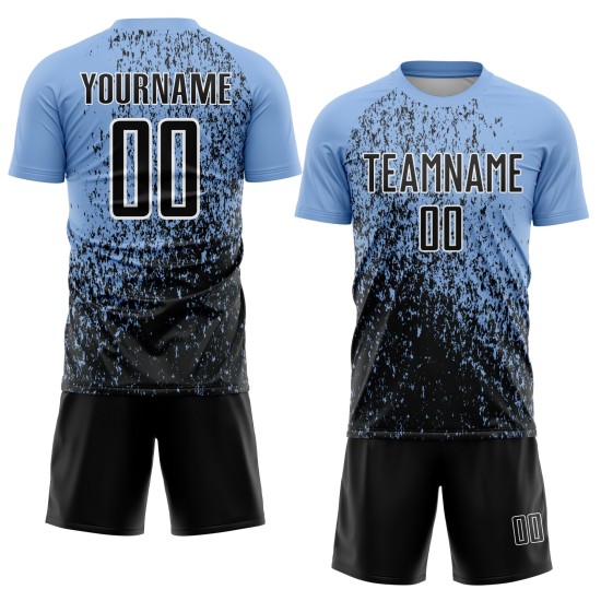 Uniform Jersey Custom Soccer Fragment Abstract Sublimation Black-White Blue Art Light Uniform Jersey Custom Soccer Fragment Abstract Sublimation Black-White Blue Art Light