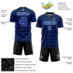 Soccer Uniform Jersey Blue Custom Sublimation Shapes Geometric Black-White Thunder Soccer Uniform Jersey Blue Custom Sublimation Shapes Geometric Black-White Thunder
