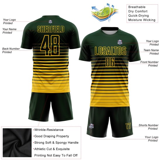 Soccer Sublimation Green Custom Fade Fashion Yellow Pinstripe Jersey Uniform Soccer Sublimation Green Custom Fade Fashion Yellow Pinstripe Jersey Uniform