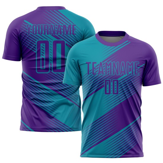 Purple Uniform Sublimation Soccer Custom Jersey Teal Purple Uniform Sublimation Soccer Custom Jersey Teal
