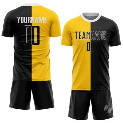 Uniform Black-White Jersey Custom Gold Soccer Fashion Sublimation Split