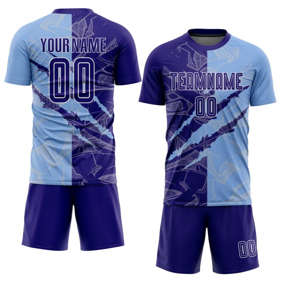 Soccer Sublimation Graffiti Custom Scratch Jersey Pattern Uniform Blue Purple-Light Dark Soccer Sublimation Graffiti Custom Scratch Jersey Pattern Uniform Blue Purple-Light Dark