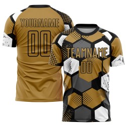 Black-White Old Jersey Sublimation Gold Custom Uniform Soccer