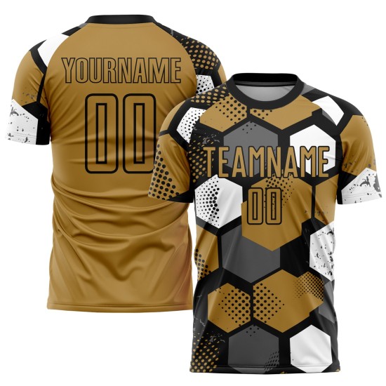 Black-White Old Jersey Sublimation Gold Custom Uniform Soccer Black-White Old Jersey Sublimation Gold Custom Uniform Soccer