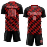 Sublimation Print Custom Red-White Black Uniform Jersey Soccer Rhombus Sublimation Print Custom Red-White Black Uniform Jersey Soccer Rhombus