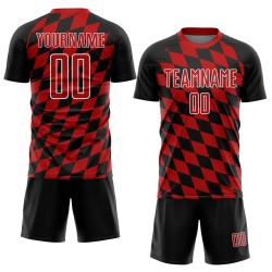 Sublimation Print Custom Red-White Black Uniform Jersey Soccer Rhombus