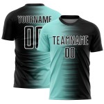 Sublimation Black Blue-White Ice Custom Uniform Soccer Jersey Gradient Line Sublimation Black Blue-White Ice Custom Uniform Soccer Jersey Gradient Line