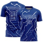 Uniform Soccer Custom White Jersey Sublimation Royal Lightning Uniform Soccer Custom White Jersey Sublimation Royal Lightning