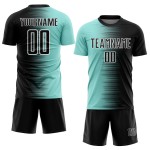 Sublimation Black Blue-White Ice Custom Uniform Soccer Jersey Gradient Line Sublimation Black Blue-White Ice Custom Uniform Soccer Jersey Gradient Line
