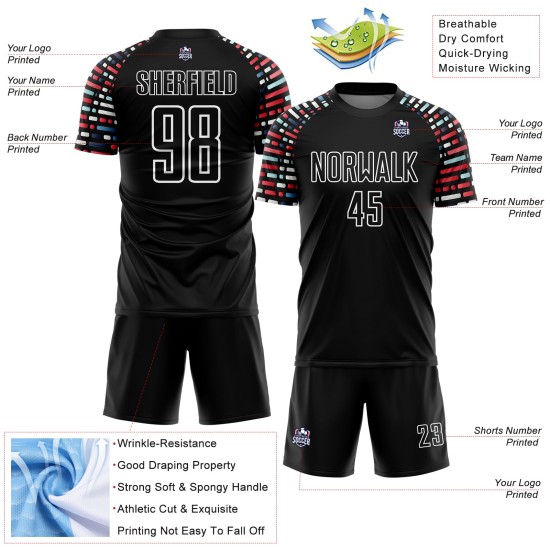 Jersey White Black Geometric Shapes Sublimation Custom Soccer Uniform Jersey White Black Geometric Shapes Sublimation Custom Soccer Uniform
