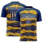 Jersey Uniform Custom Royal Gold-White Soccer Pinstripe Sublimation Jersey Uniform Custom Royal Gold-White Soccer Pinstripe Sublimation
