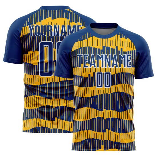 Jersey Uniform Custom Royal Gold-White Soccer Pinstripe Sublimation Jersey Uniform Custom Royal Gold-White Soccer Pinstripe Sublimation