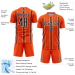 Orange Soccer Jersey Custom Sublimation Stripe Black-White Uniform Orange Soccer Jersey Custom Sublimation Stripe Black-White Uniform