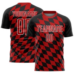 Sublimation Print Custom Red-White Black Uniform Jersey Soccer Rhombus