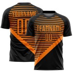 Jersey Custom Sublimation Orange Stripes Black Bay Soccer Uniform Jersey Custom Sublimation Orange Stripes Black Bay Soccer Uniform