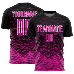 Black Custom Pink-White Sublimation Deep Soccer Line Uniform Jersey