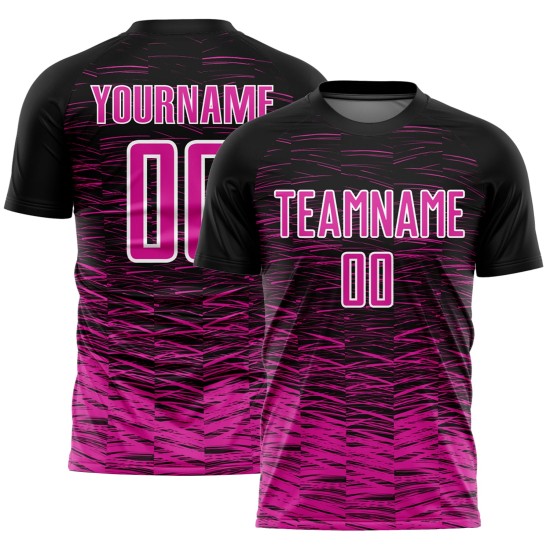 Black Custom Pink-White Sublimation Deep Soccer Line Uniform Jersey Black Custom Pink-White Sublimation Deep Soccer Line Uniform Jersey