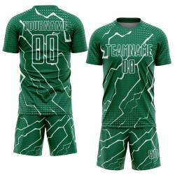 Green Soccer Sublimation Jersey Lightning Kelly Uniform Custom White