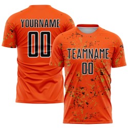 Sublimation Gold Orange Black-Old Uniform Fragment Jersey Soccer Abstract Art Custom