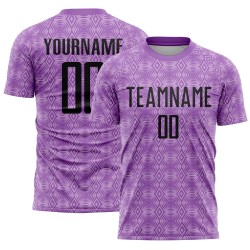 Purple Jersey Sublimation Shapes Soccer Custom Black-Light Medium Purple Geometric Uniform