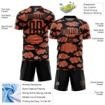 Sublimation Custom Uniform Cloud Soccer Pattern Orange Jersey Black Sublimation Custom Uniform Cloud Soccer Pattern Orange Jersey Black
