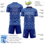 Sublimation Shapes Jersey Light Soccer Uniform Custom Royal Abstract Blue-White Geometric Sublimation Shapes Jersey Light Soccer Uniform Custom Royal Abstract Blue-White Geometric