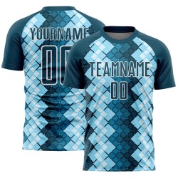 Geometric White US Jersey Navy Blue Uniform Custom Sublimation Shapes Soccer