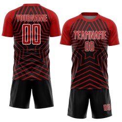 Stars Black Custom Uniform Jersey Soccer Red-White Sublimation