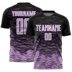 Black Soccer Custom Purple-White Sublimation Line Jersey Light Uniform