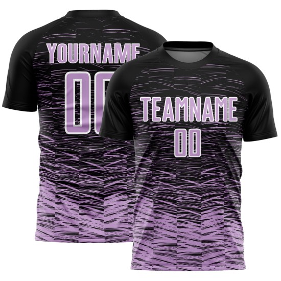 Black Soccer Custom Purple-White Sublimation Line Jersey Light Uniform Black Soccer Custom Purple-White Sublimation Line Jersey Light Uniform