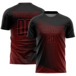 Red Jersey Sublimation Soccer Black Lines Custom Uniform Red Jersey Sublimation Soccer Black Lines Custom Uniform