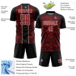 Fluid Red-White Jersey Custom Soccer Black Sublimation Uniform Abstract Fluid Red-White Jersey Custom Soccer Black Sublimation Uniform Abstract