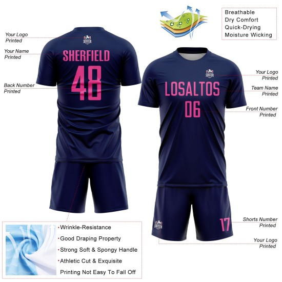 Soccer Uniform Pink Jersey Custom Navy Sublimation Soccer Uniform Pink Jersey Custom Navy Sublimation