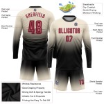 Jersey Custom Fashion Fade Crimson-Black Long Soccer Sublimation Cream Sleeve Uniform Jersey Custom Fashion Fade Crimson-Black Long Soccer Sublimation Cream Sleeve Uniform