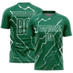 Green Soccer Sublimation Jersey Lightning Kelly Uniform Custom White Green Soccer Sublimation Jersey Lightning Kelly Uniform Custom White