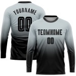 Sublimation Silver Uniform Custom Jersey Sleeve Fashion Black Long Soccer Fade Sublimation Silver Uniform Custom Jersey Sleeve Fashion Black Long Soccer Fade