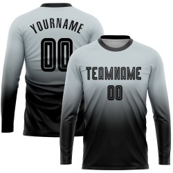 Sublimation Silver Uniform Custom Jersey Sleeve Fashion Black Long Soccer Fade