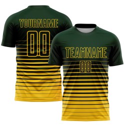 Soccer Sublimation Green Custom Fade Fashion Yellow Pinstripe Jersey Uniform