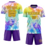 Jersey Dye Tie Custom Sublimation Soccer Uniform Gold-Purple Jersey Dye Tie Custom Sublimation Soccer Uniform Gold-Purple