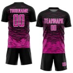Black Custom Pink-White Sublimation Deep Soccer Line Uniform Jersey Black Custom Pink-White Sublimation Deep Soccer Line Uniform Jersey