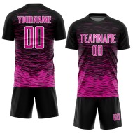 Black Custom Pink-White Sublimation Deep Soccer Line Uniform Jersey