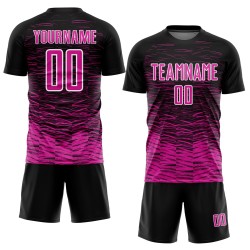 Black Custom Pink-White Sublimation Deep Soccer Line Uniform Jersey Black Custom Pink-White Sublimation Deep Soccer Line Uniform Jersey