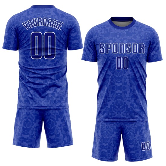Royal-White Custom Soccer Uniform Royal Jersey Sublimation Royal-White Custom Soccer Uniform Royal Jersey Sublimation