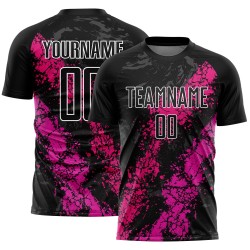Soccer Dripping Pink Art Jersey Splatter Black Hot Custom Sublimation Uniform Pink-Deep