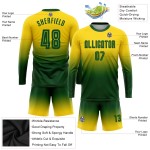 Fade Long Fashion Uniform Custom Sleeve Gold Soccer Green Sublimation Jersey Fade Long Fashion Uniform Custom Sleeve Gold Soccer Green Sublimation Jersey